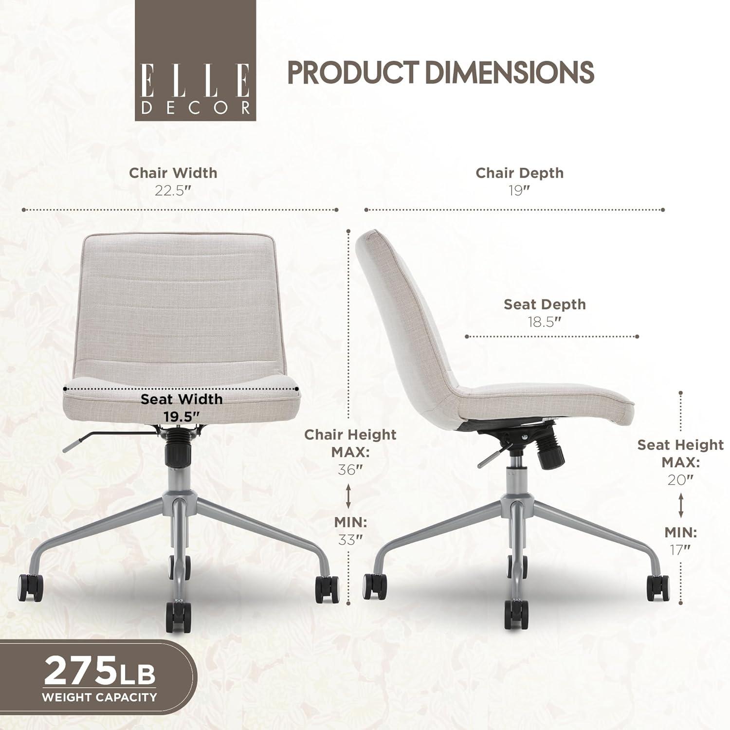 Adelaide Task Chair French Ivory - Adore Decor: Sturdy, Swivel, Adjustable Height, Metal Legs