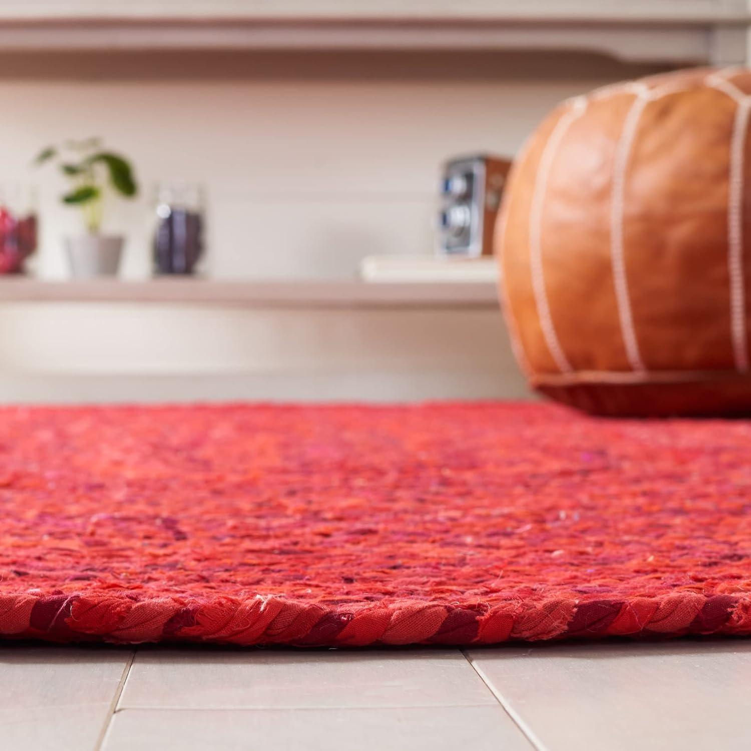 Braided BRD452 Hand Woven Indoor Area Rug - Red - 5'x8' Oval - Safavieh