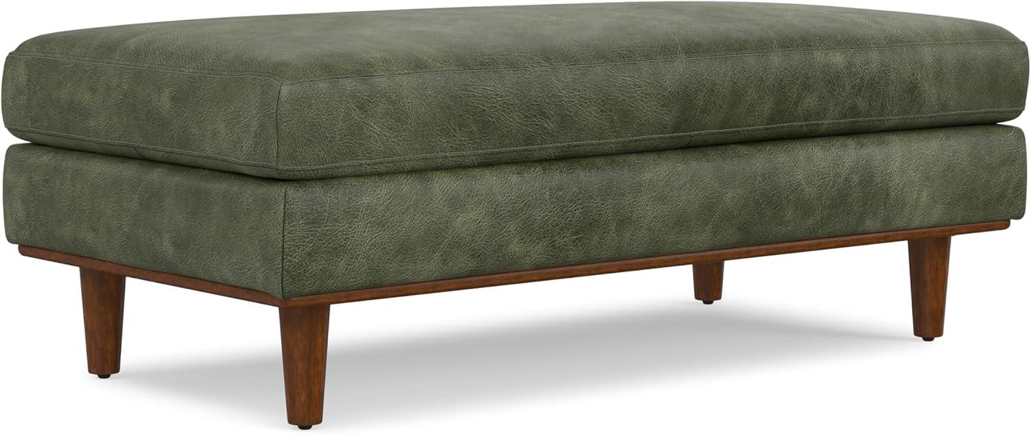 Morrison 49 inch Wide Mid-Century Modern Table Ottoman in Moss Green Genuine Leather