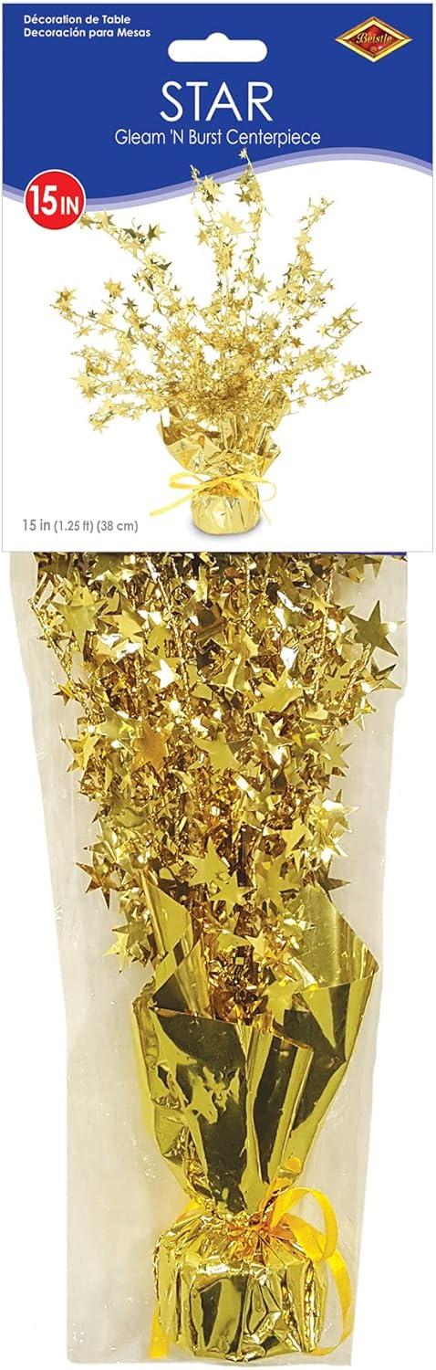 Beistle Star Gleam 'N Burst Centerpiece, 15", (2/Pkg) Gold
