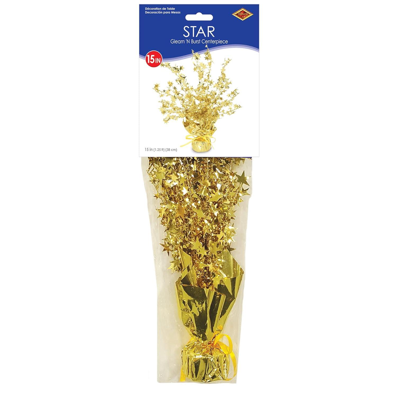Beistle Star Gleam 'N Burst Centerpiece, 15", (2/Pkg) Gold