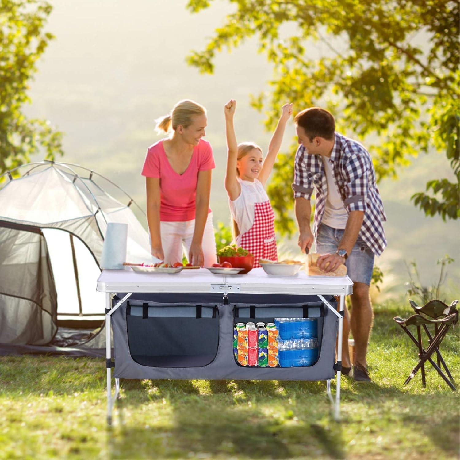 Camping Folding Table - Portable and Lightweight Table with Storage, Backyards, BBQ, Party and Picnic Foldable Table …