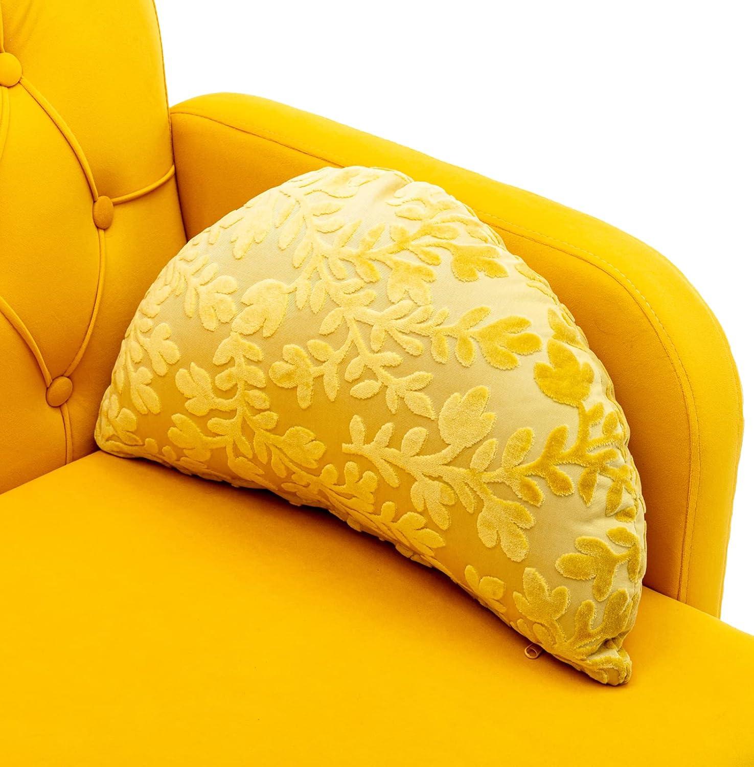 55" Velvet Sofa with 2 Pillows and Golden Metal Legs,Twin Size Loveseat Accent Couch with Button Tufted Backrest and Armrests, Living Room Sofa