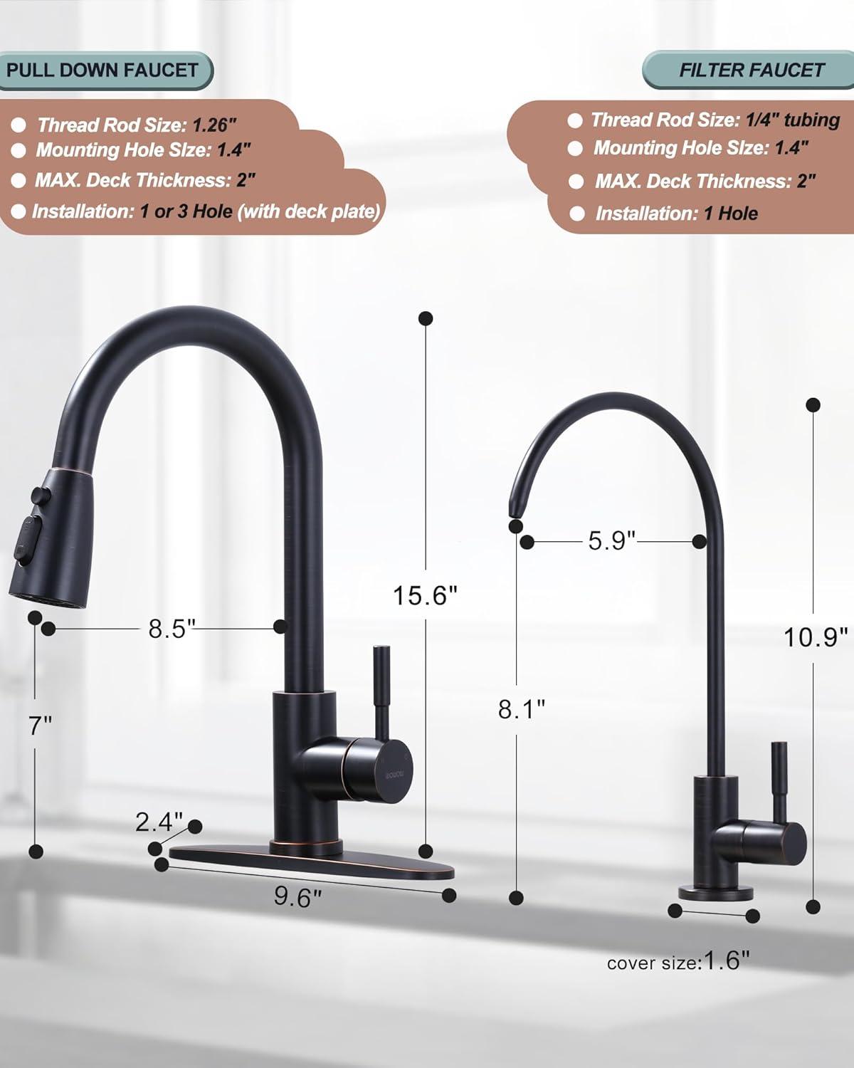 Oil-Rubbed Bronze Stainless Steel Kitchen Faucet with Pull-Out Spray