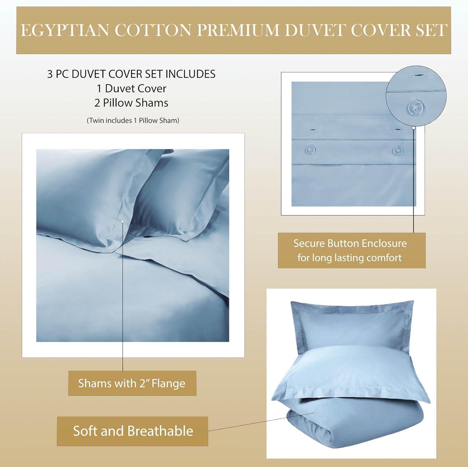 Superior Egyptian Cotton Duvet Cover Set, King/ Cal King, Teal