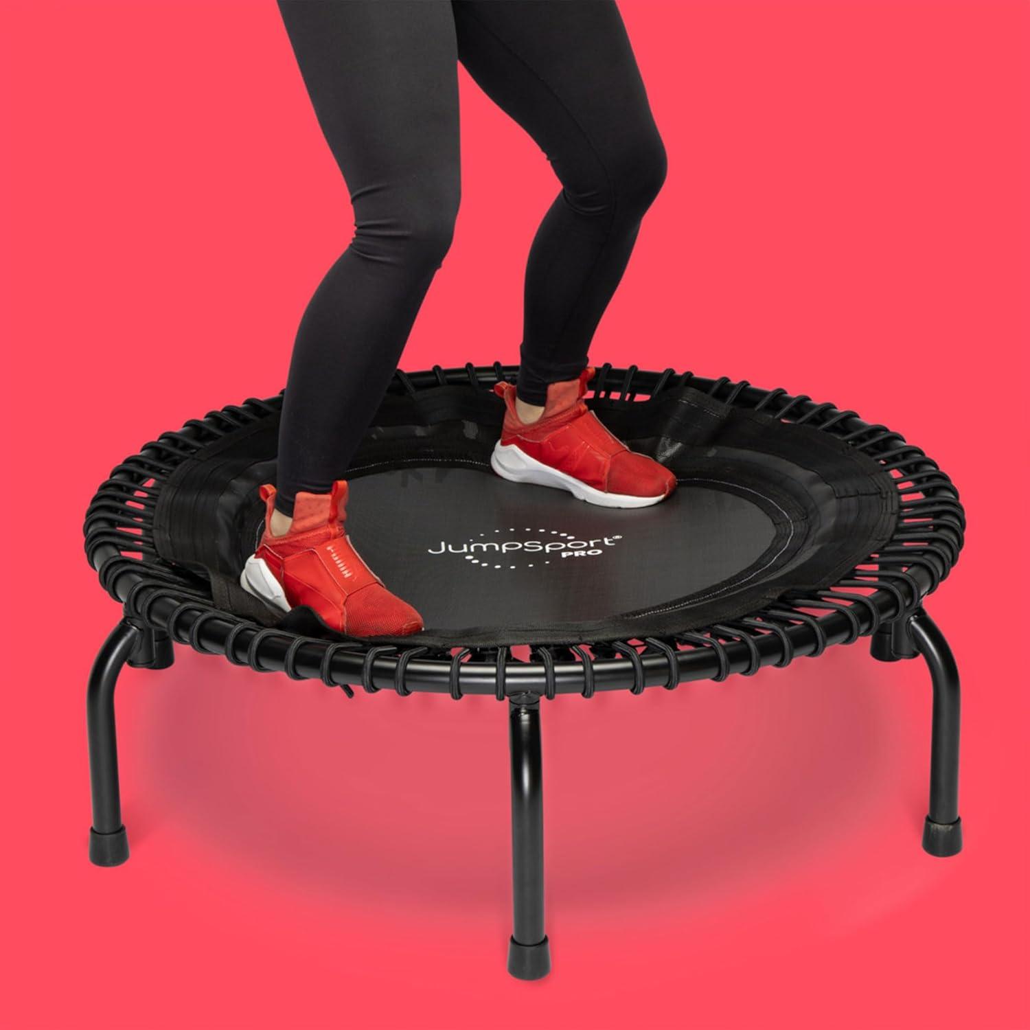JumpSport JumpSport 370 Home Gym 39" Heavy Duty Fitness Trampoline with 4-In-1 DVD, Black