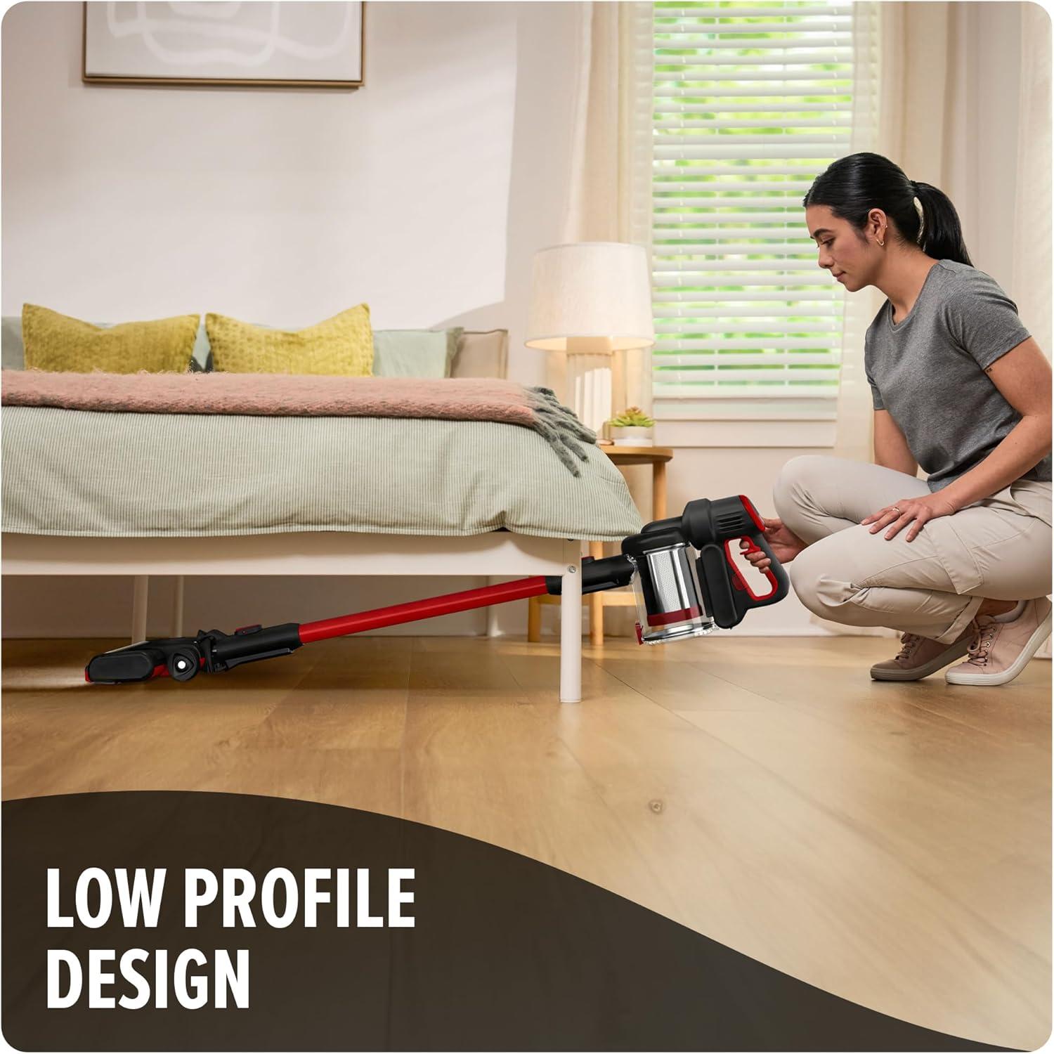 Dirt Devil Standing Cordless Stick Vacuum Red/Black - BD57000V: Lightweight, Rechargeable, Multi-Surface, Washable Filter