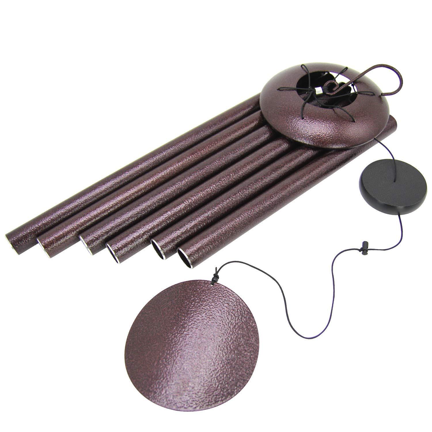 BSHAPPLUS® 45" Wind Chimes for Outside, Heavy Duty Wind Chimes,Memorial Wind Chimes with 6 Large Deep Tone Aluminum Tubes for loss of loved one,Home Garden Hanging Decor,Brown