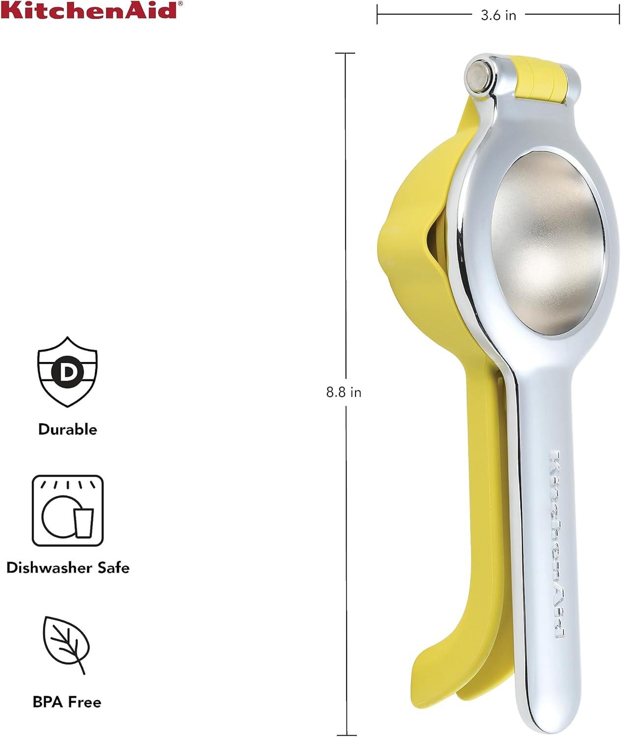 Lemon Yellow Aluminum Citrus Squeezer with Seed Catcher