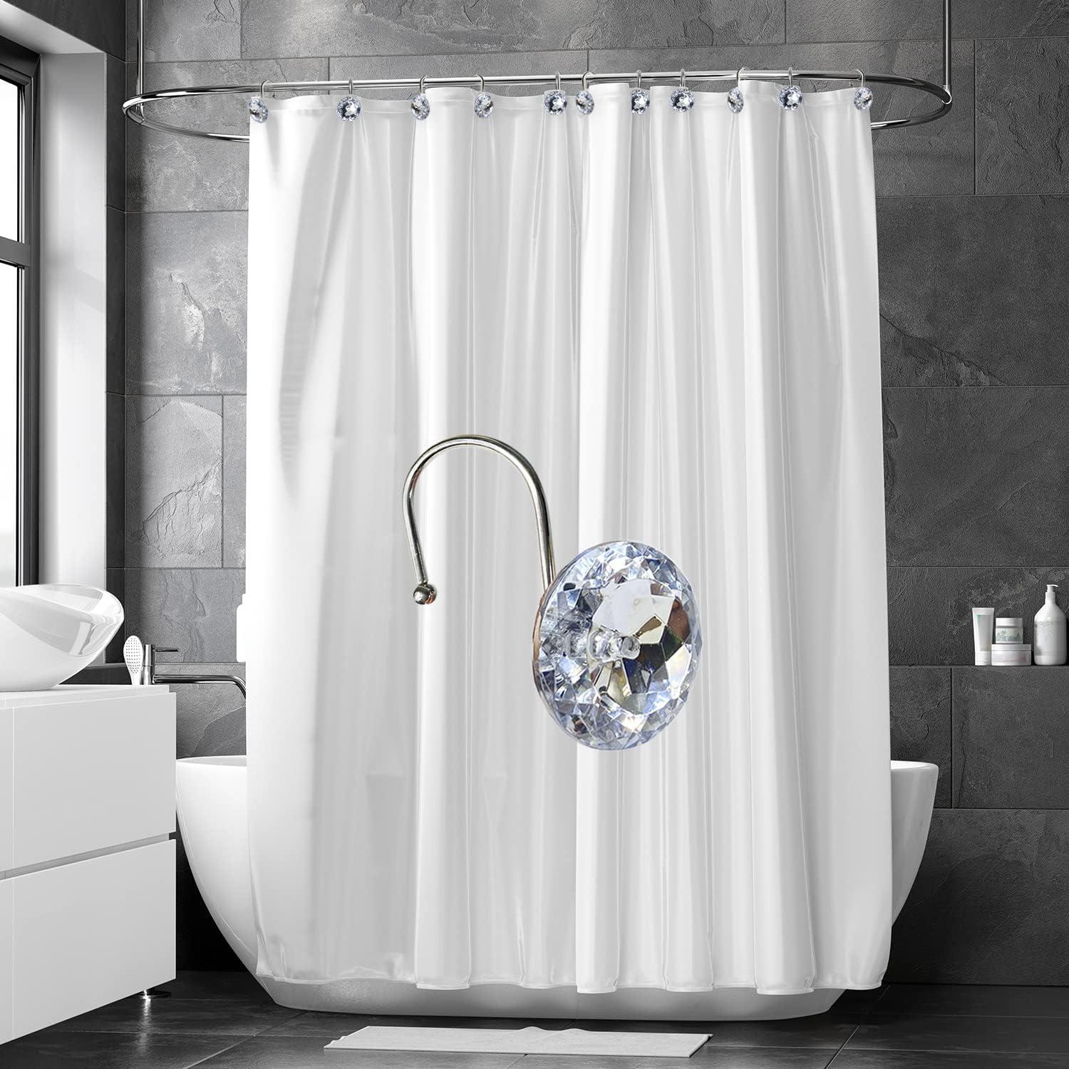 Clear Acrylic Rhinestone Stainless Steel Shower Curtain Hooks Set