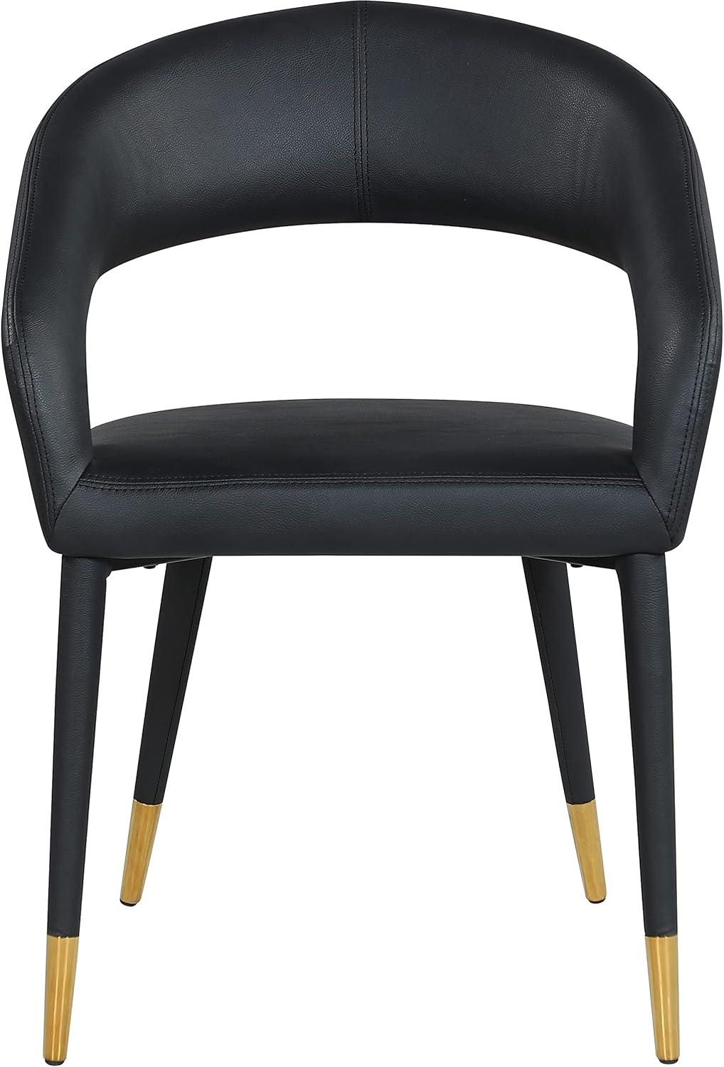 Destiny 23" Black Faux Leather Upholstered Arm Chair with Gold Accents