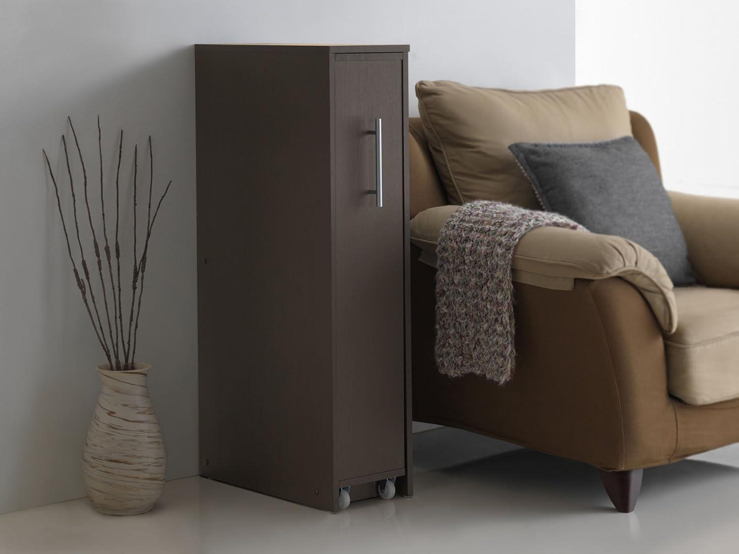 Lindo Dark Brown Engineered Wood Bookcase with Hidden Shelving