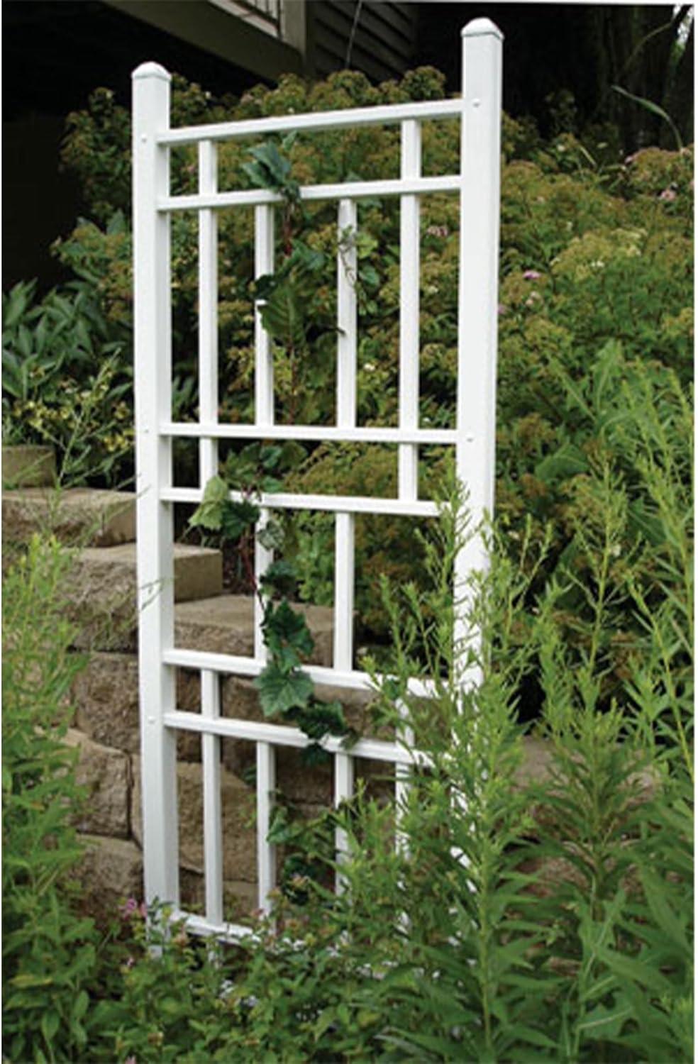 White Vinyl 28" x 75" Garden Trellis with Ground Stakes