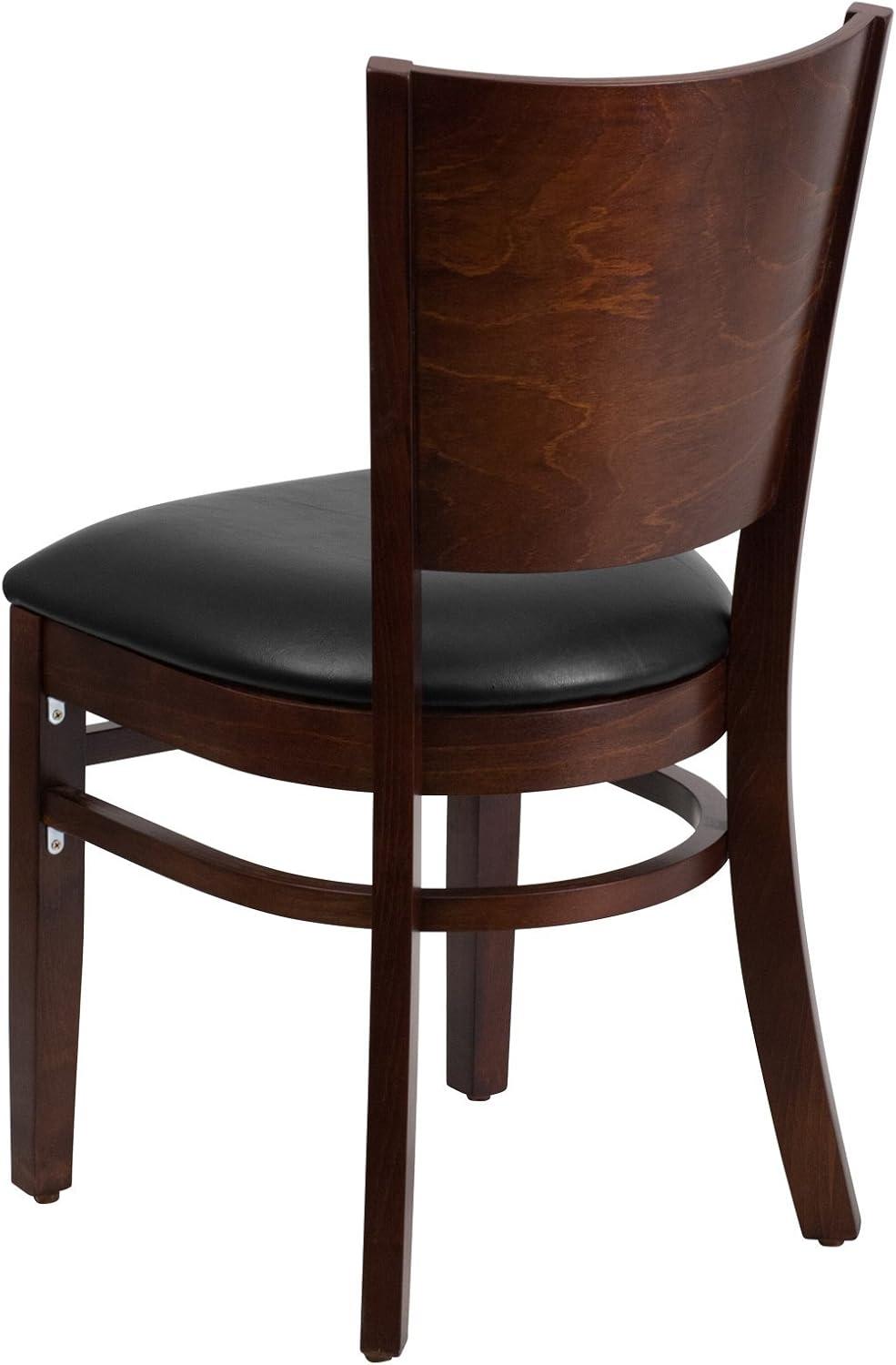 Flash Furniture Lacey Series Solid Back Walnut Wood Restaurant Chair - Burgundy Vinyl Seat