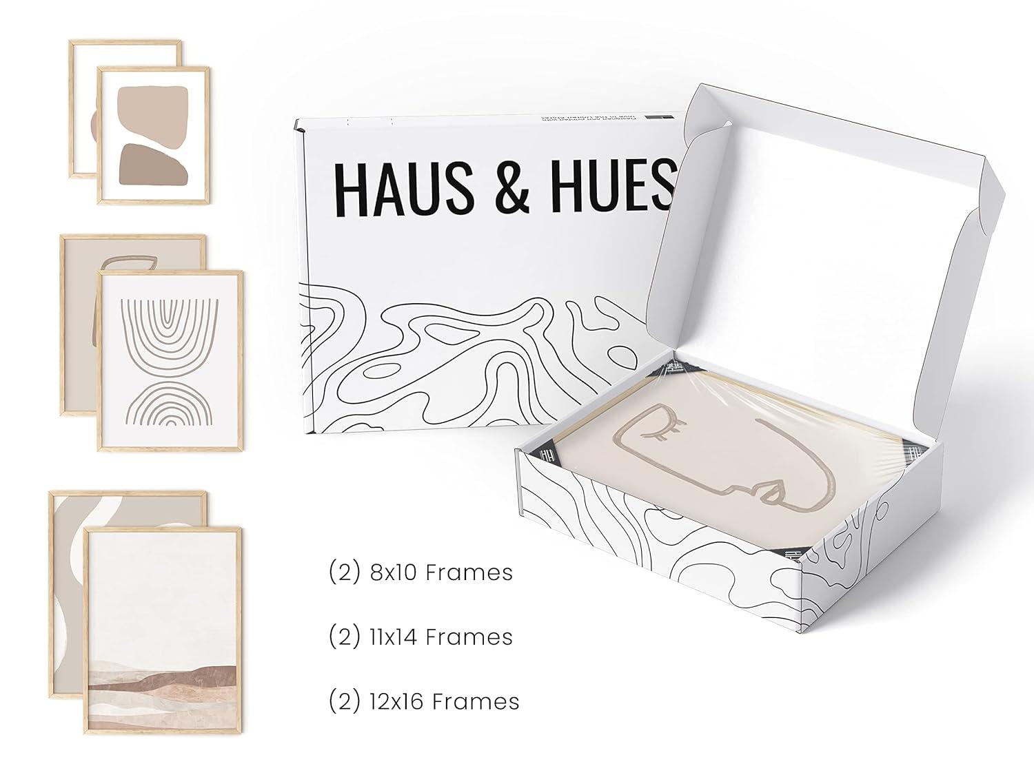 HAUS AND HUES Boho Posters - Set of 6 Aesthetic Posters for Room, Mid Century Modern Poster, Boho Wall Prints, Gallery Wall Art Boho Artwork, Abstract Neutral Art Cream Gallery Wall Set (Unframed)