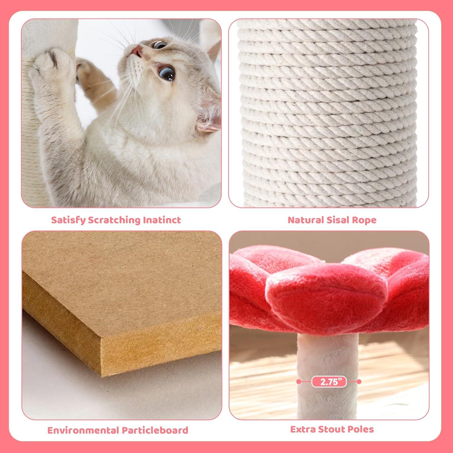 Tucker Murphy Pet™ 42.7In Flower Cat Tree Tower Condo Furniture Apartment Plush Habitat Kitten Amusement Platform With Scratch Posts Toy Ball Pet House Play (Medium 42.7" H)