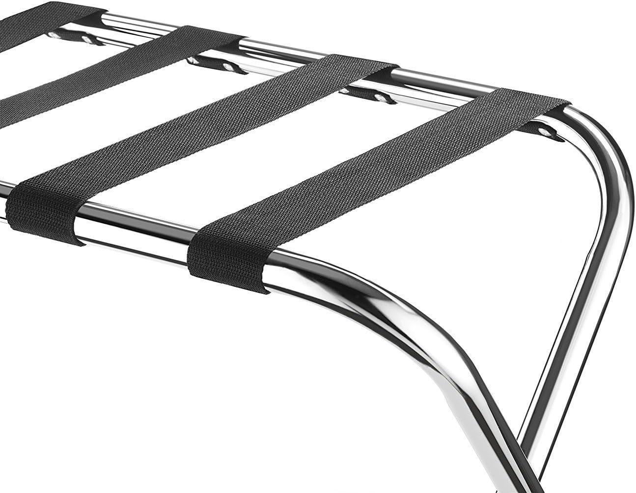 AMENITIES DEPOT Folding Chrome Stainless Steel Luggage Rack without Back(2-Pack)