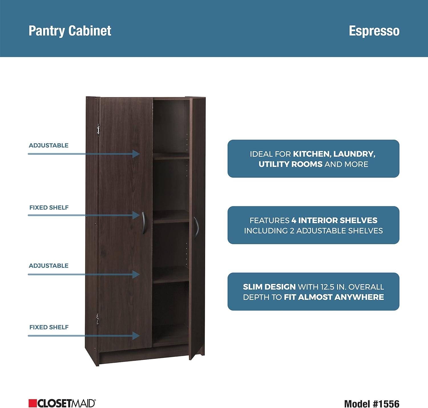 Cabinet Cupboard with 2 Doors, Adjustable Shelves Standing, Storage for Kitchen, Laundry, or Utility Room, Espresso