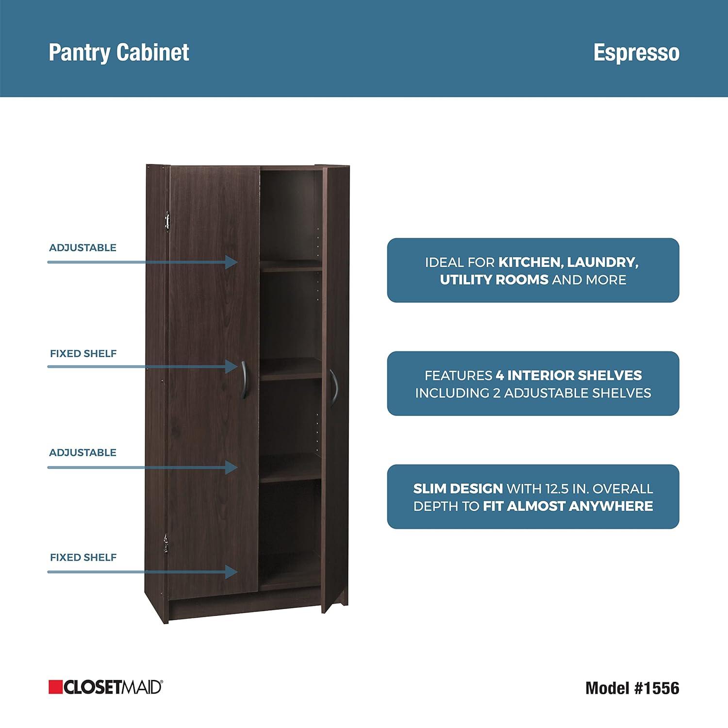 Cabinet Cupboard with 2 Doors, Adjustable Shelves Standing, Storage for Kitchen, Laundry, or Utility Room, Espresso