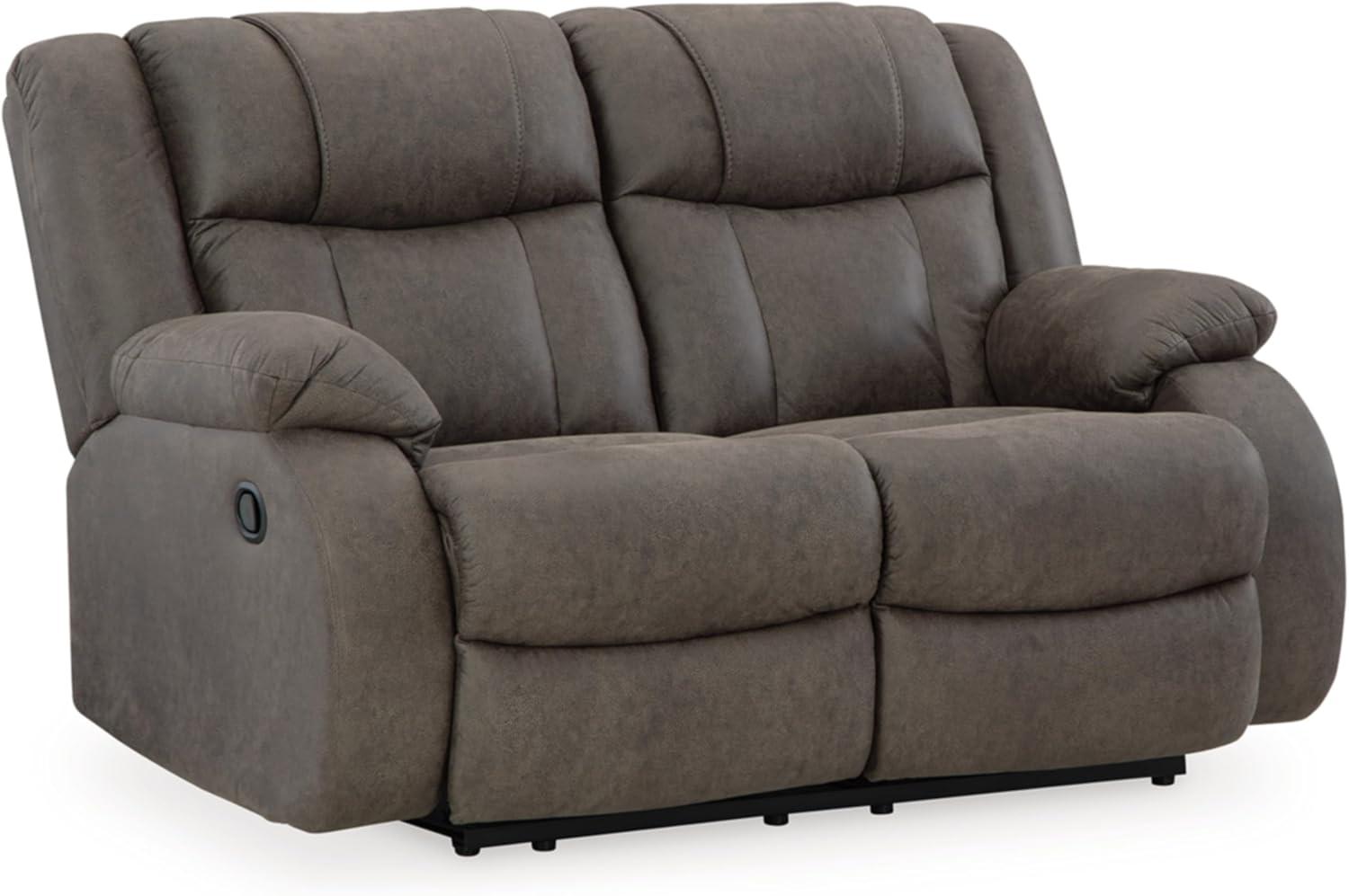 Gunmetal Faux Leather Manual Reclining Loveseat with Pillow-top Arms