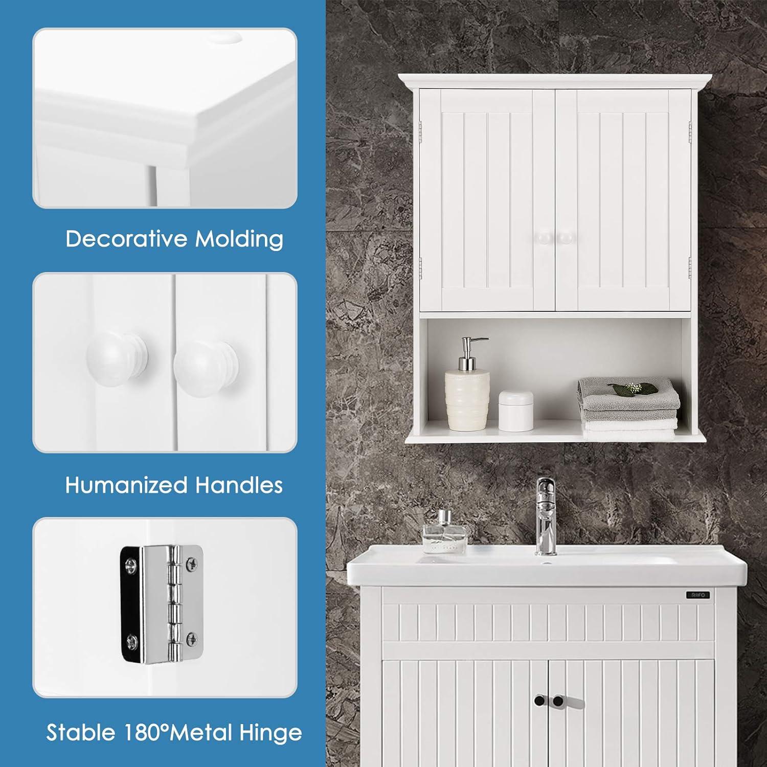 Costway Wall Mount Bathroom Cabinet Storage Organizer Medicine Cabinet White