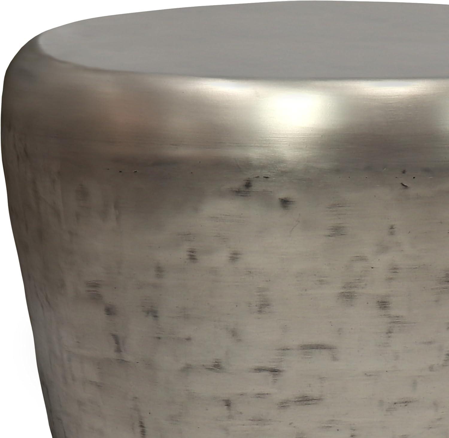 Garvy 20"W Metal Industrial End Table with Drum Design, Assembled