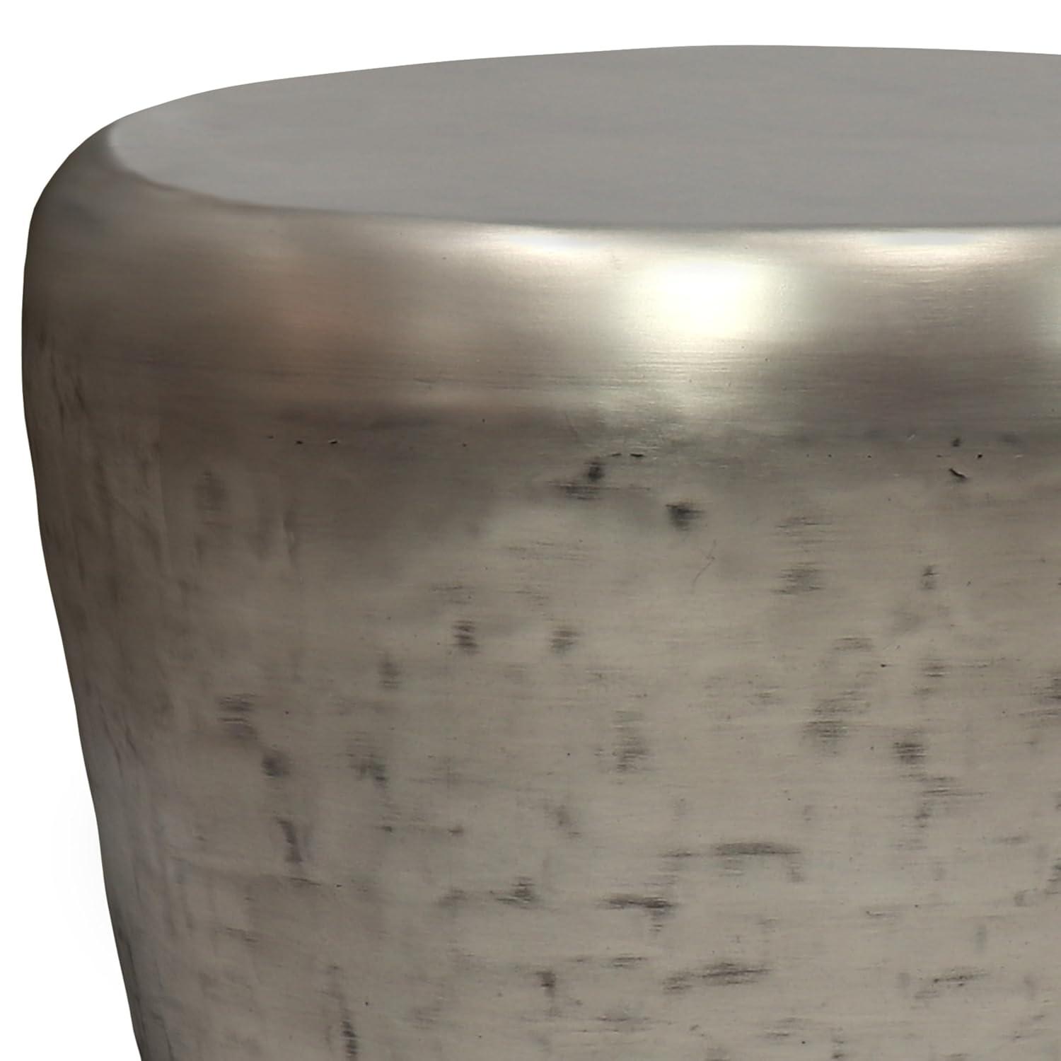 Garvy 20"W Metal Industrial End Table with Drum Design, Assembled