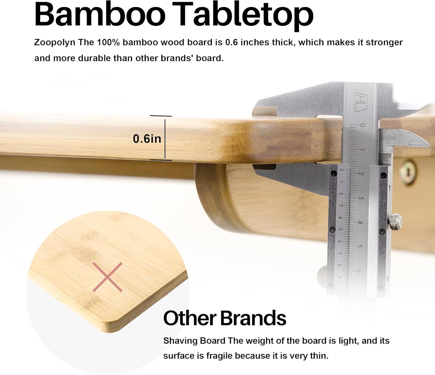 Natural Bamboo C-Shaped TV Tray Table for Sofa and Bed