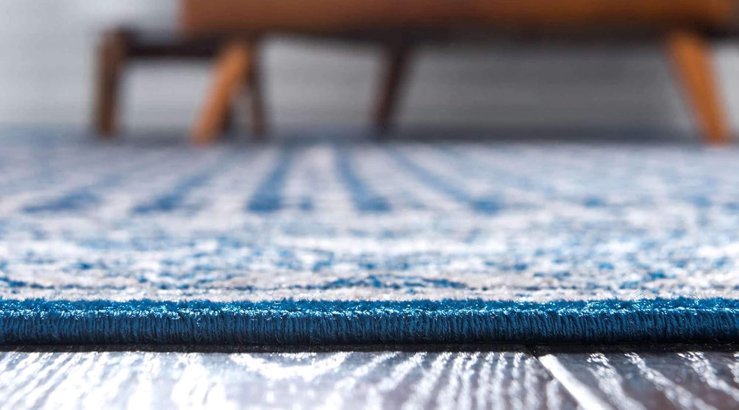 Handmade Williamsburg Easy Care Blue Synthetic 5'3" x 8' Rug