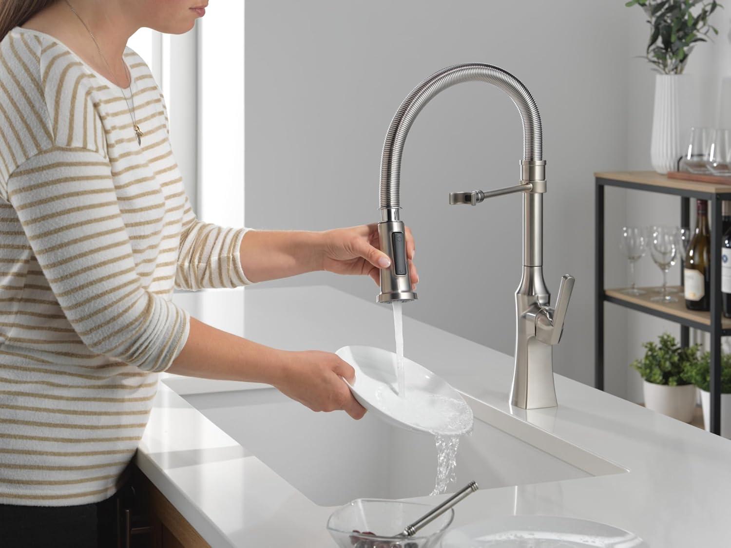 Ermelo Pro Commercial Style Kitchen Faucet, Pull Down Sprayer Kitchen Sink Faucet