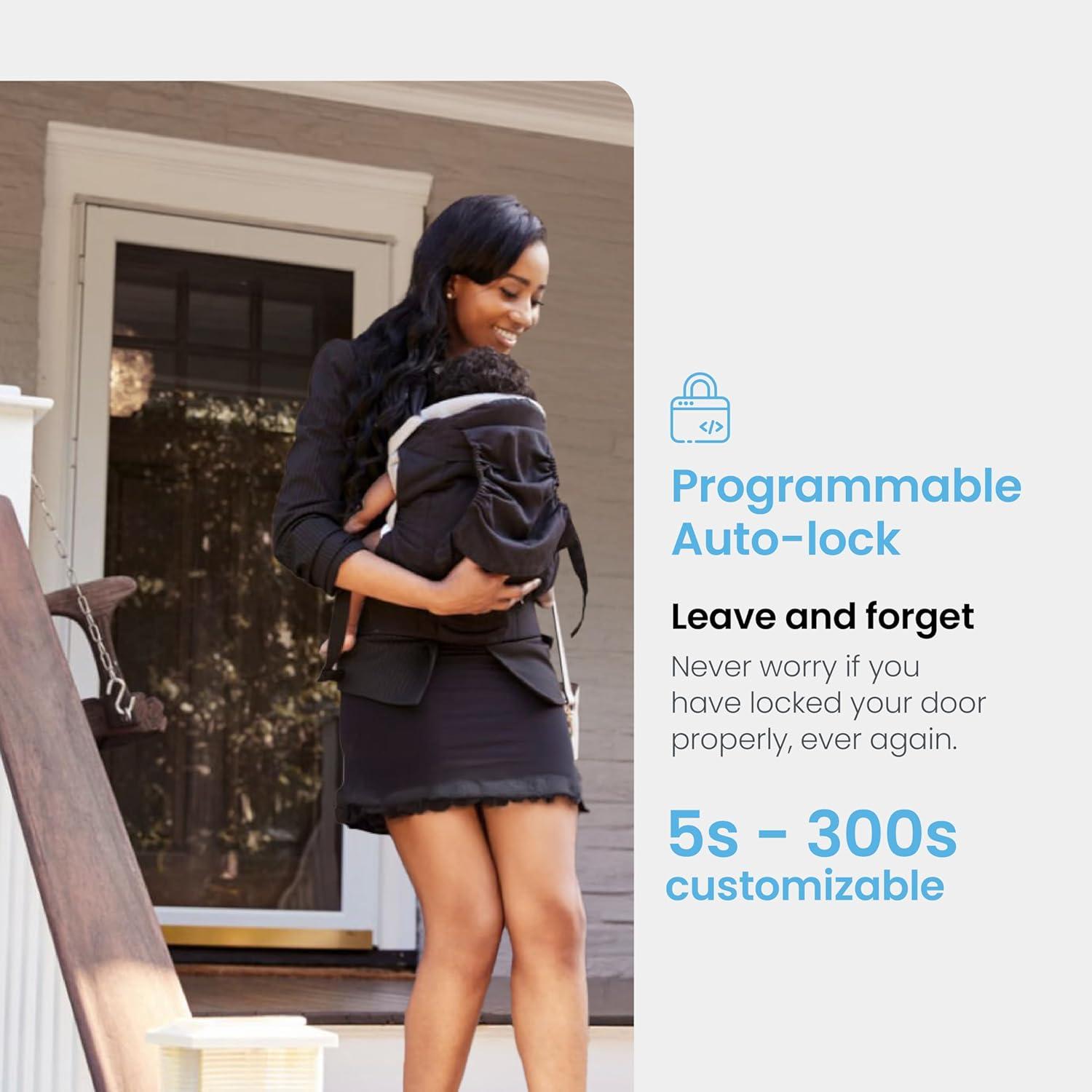 Lockly Secure Plus Bluetooth Smart Door Lock, Keyless Entry with PIN Genie® Digital Keypad, 3D Biometric Fingerprint Sensor Front Door Lock with Handle, Voice Control & Auto Lock - Latch Edition