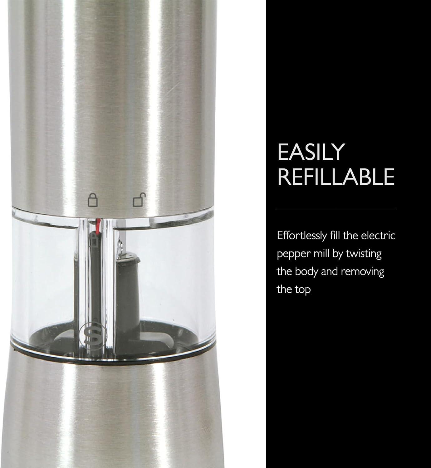 Stainless Steel Electric Salt Grinder with Acrylic Window