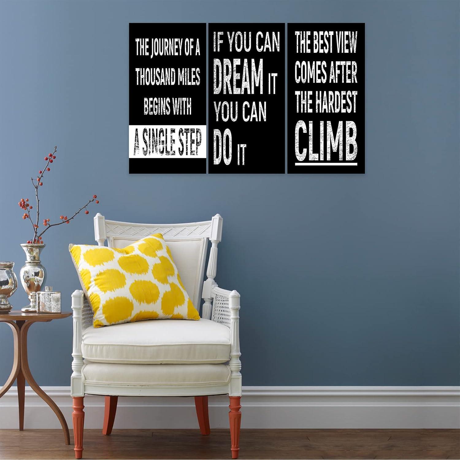 Inspirational Black and White Motivational Canvas Print Set