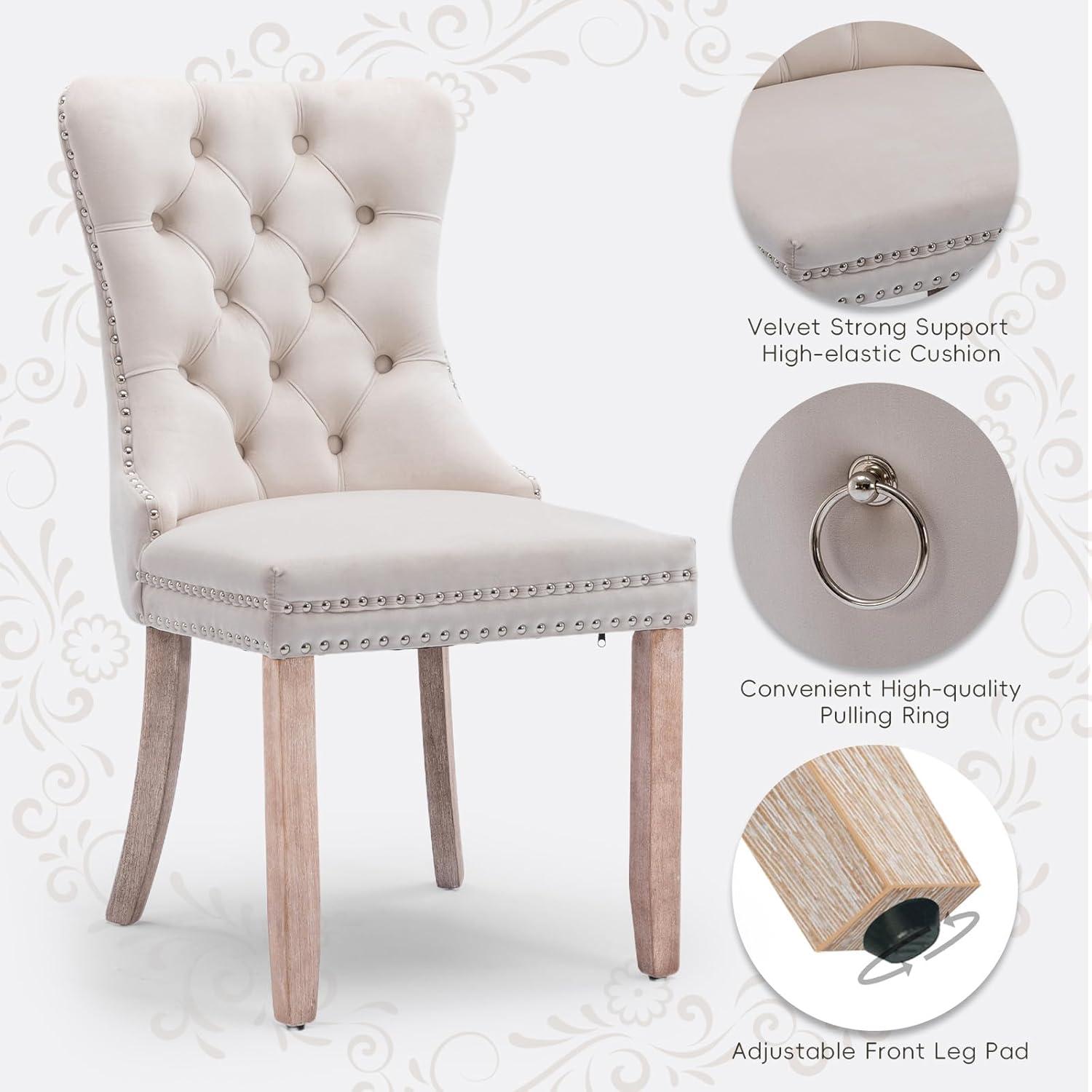 Rosdorf Park High-end Tufted Velvet Upholstered Nailhead Dining Chair
