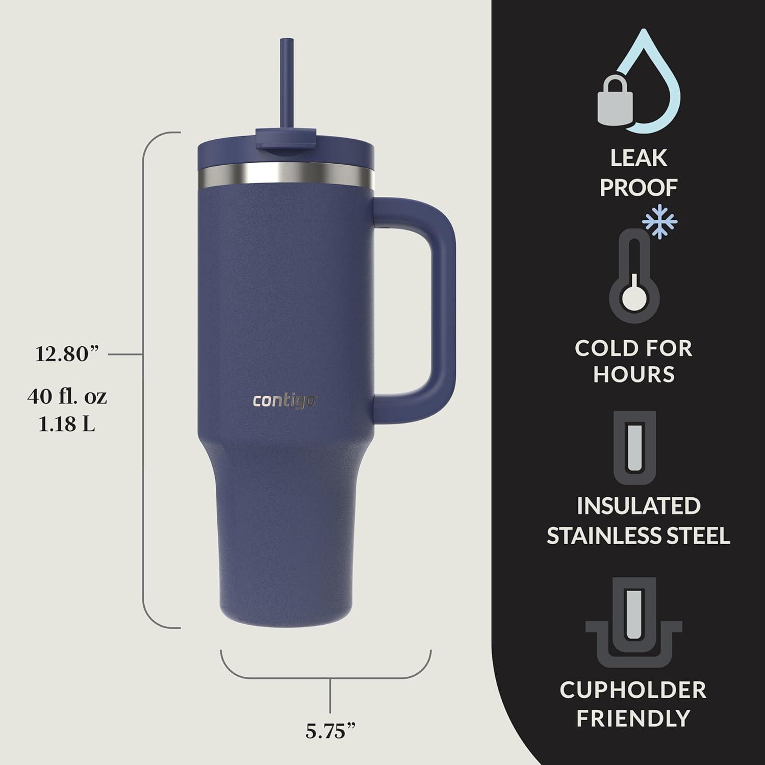 Contigo Streeterville 40oz Tumbler Stainless Steel Vacuum Insulated Leak-Proof Cold for 29 Hours Indigo