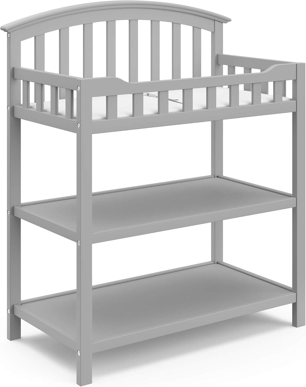 Pebble Gray Wooden Infant Changing Table with Safety Strap