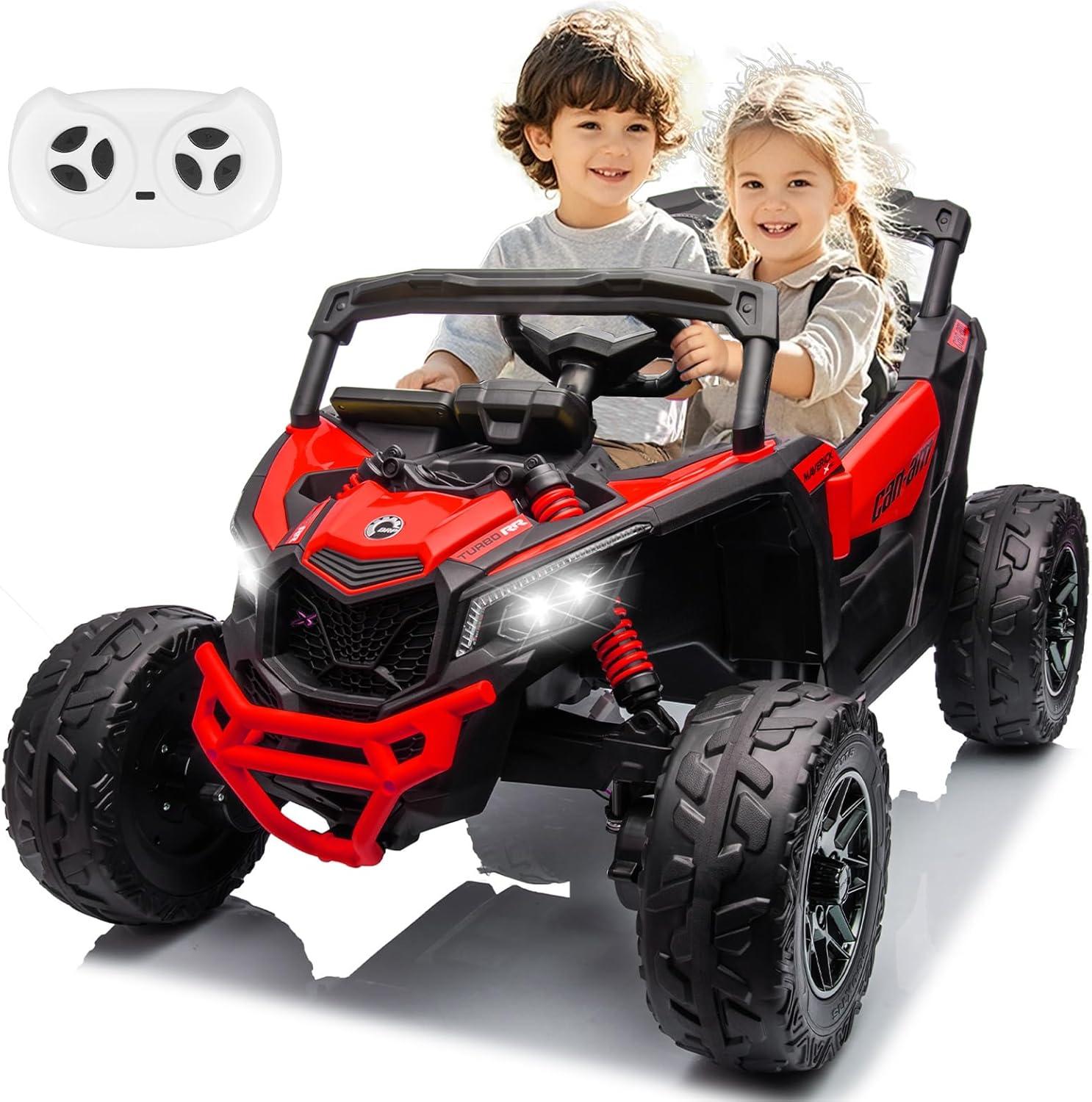 Red 24V 4x4 Ride-On Car with EVA Tires and LED Lights