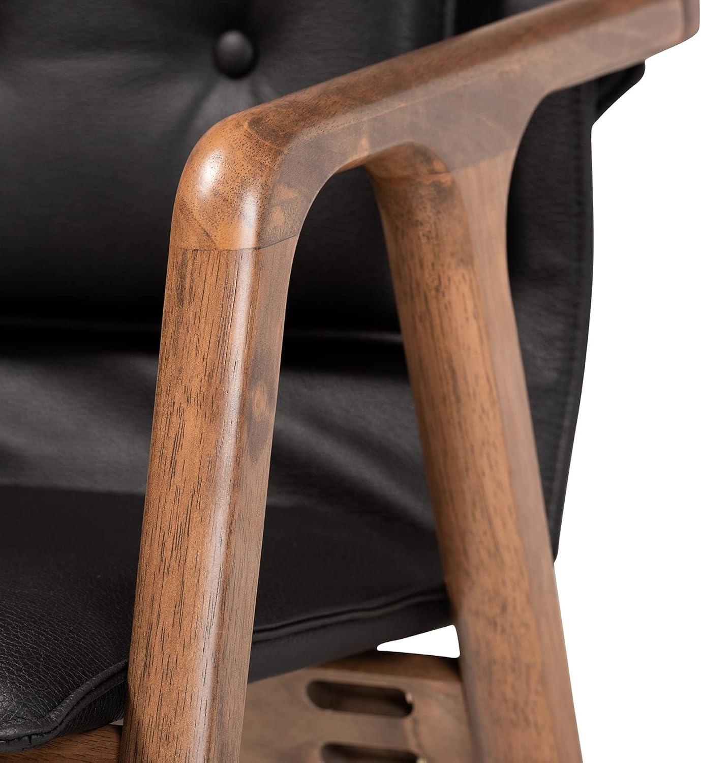 2pc Marcena Imitation Leather Dining Chair Set with Sloping Armrests - Baxton Studio