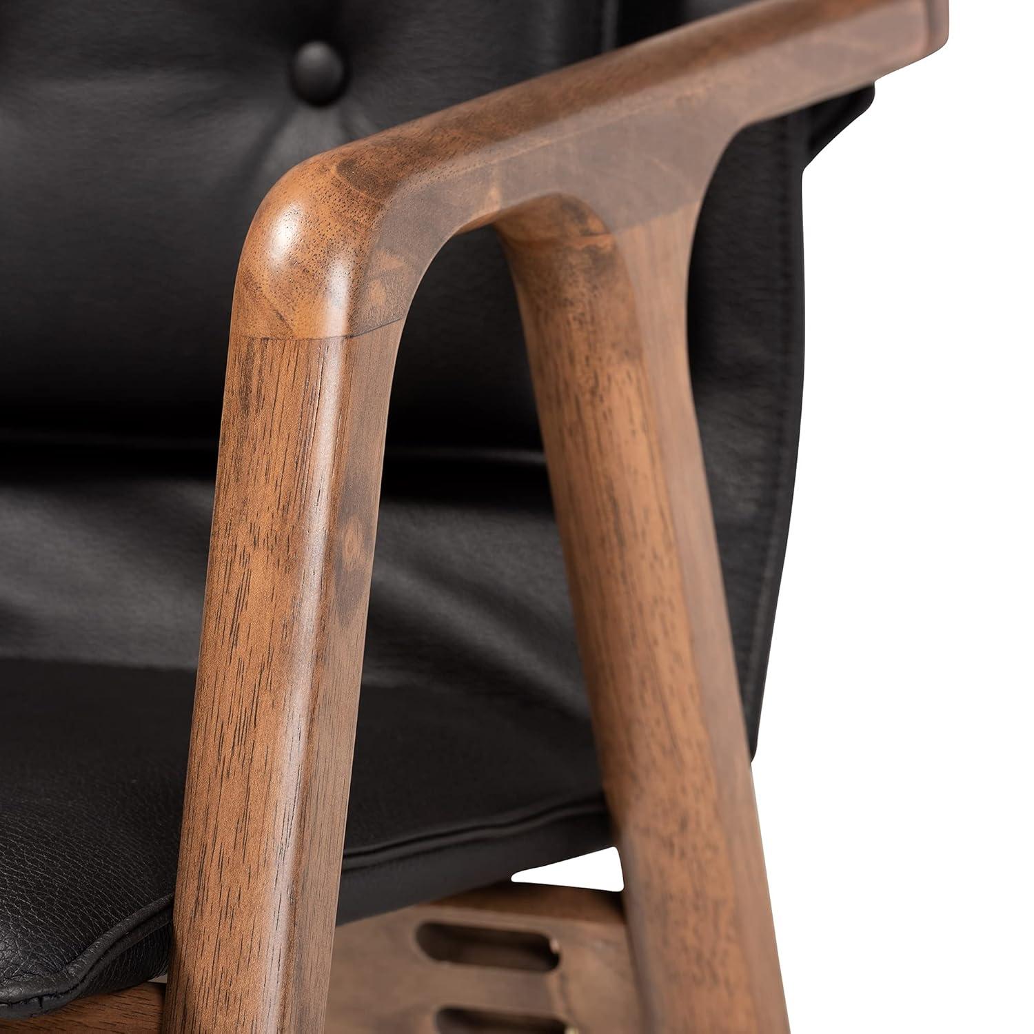 2pc Marcena Imitation Leather Dining Chair Set with Sloping Armrests - Baxton Studio