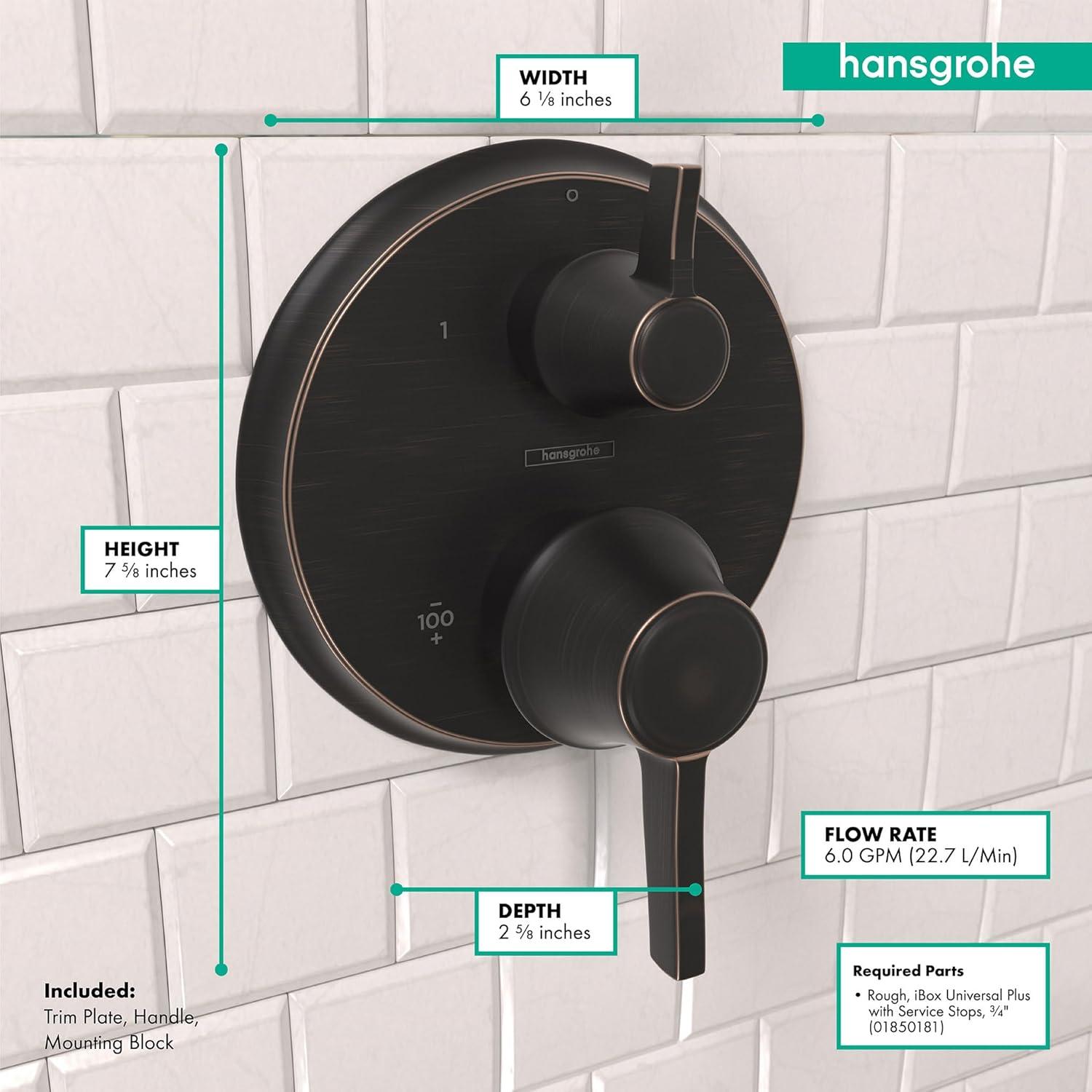 Metris C Thermostatic Shower Trim with Volume Control Valve Trim Only