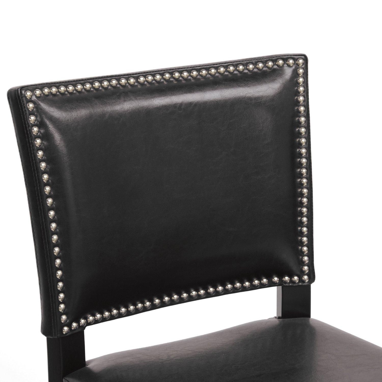 Set of 2 Aries Modern Barstools with Nail Head Trim Black - Baxton Studio