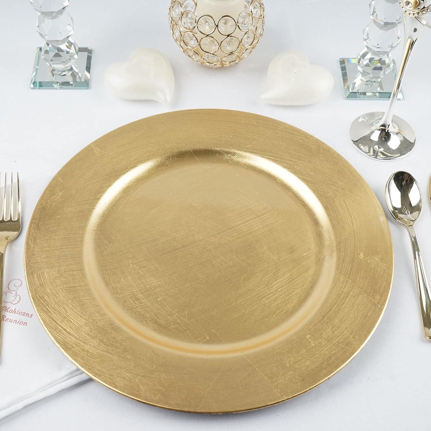 Gold 13" Round Acrylic Charger Plates Set of 6