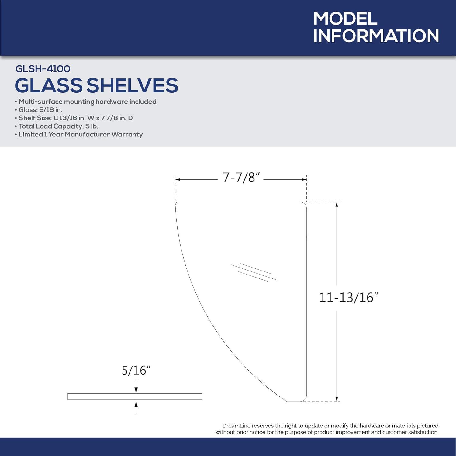 Chrome Floating Corner Glass Wall Shelf