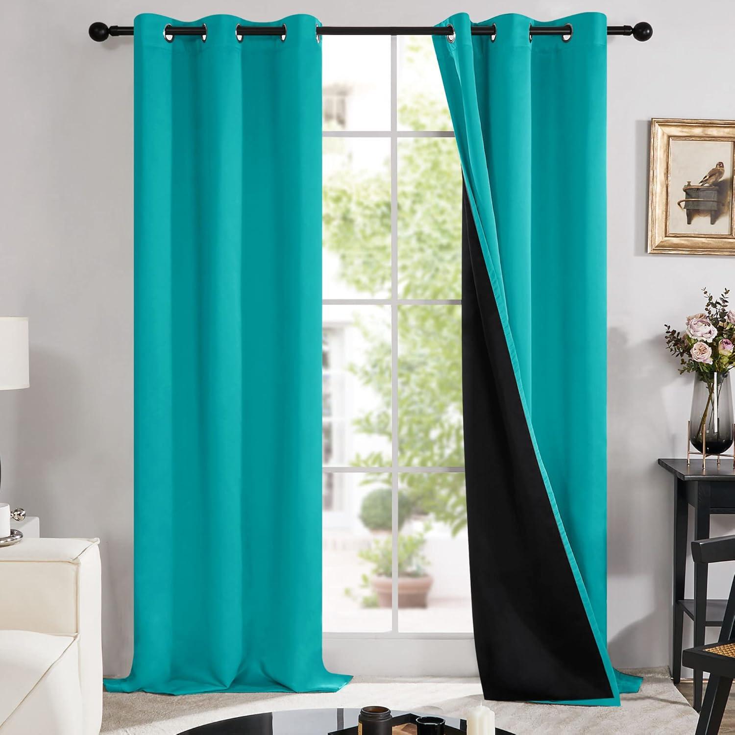 Deconovo Deconovo 100 Percent Blackout with Liner Grommet Curtain Panel Pair (Set of 2)