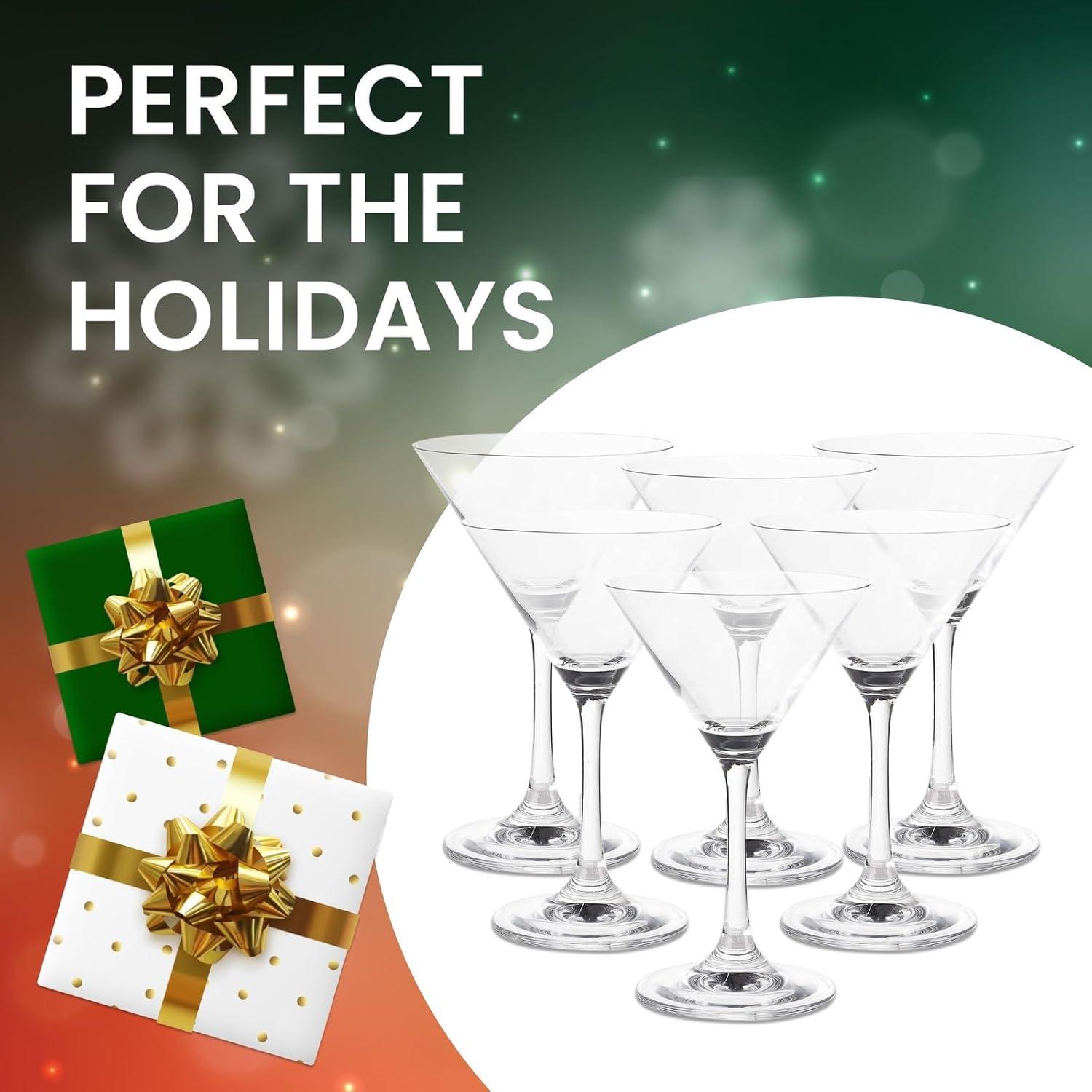 Juvale 5 oz Mini Martini Glasses Set of 6 - Small Cocktail Stem Glasses for Dessert, Margaritas, Classic Barware Accessories