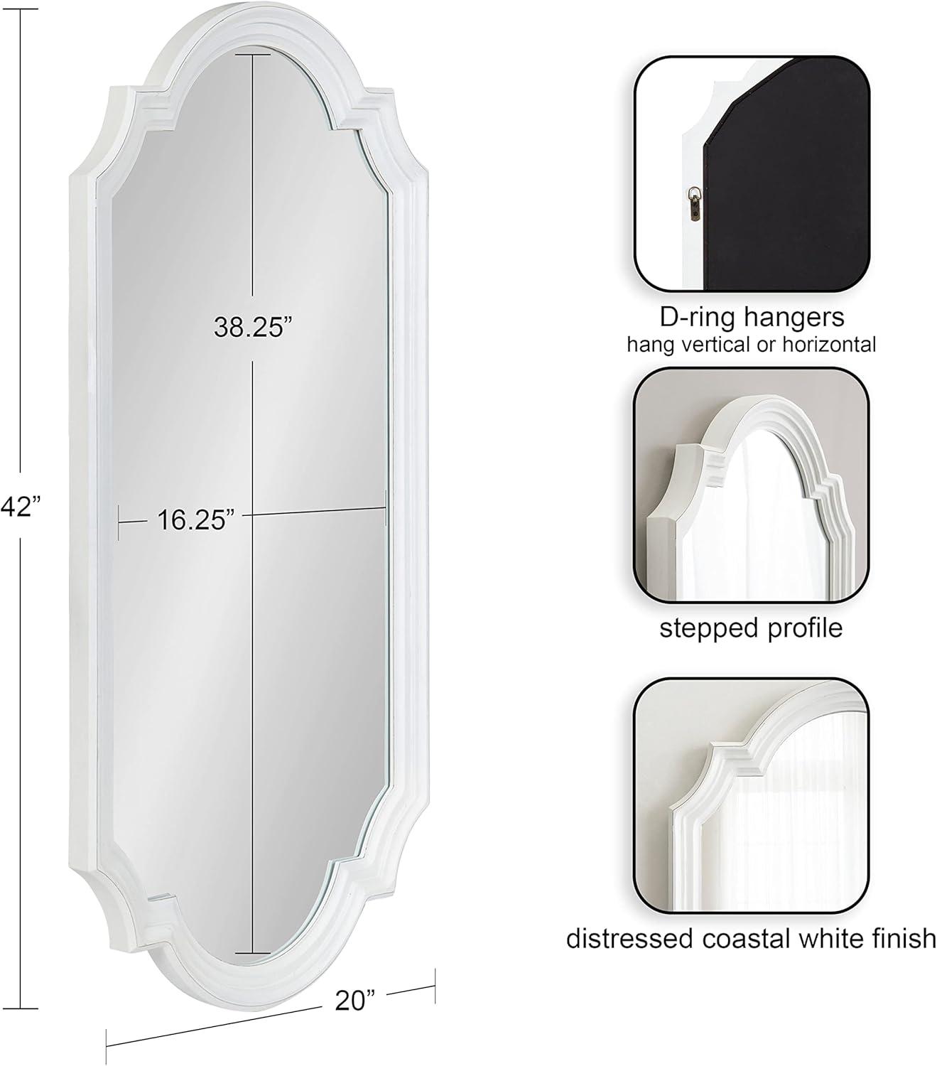 Kate and Laurel Fairbourne Scalloped MDF Full Length Mirror, 20x42, White