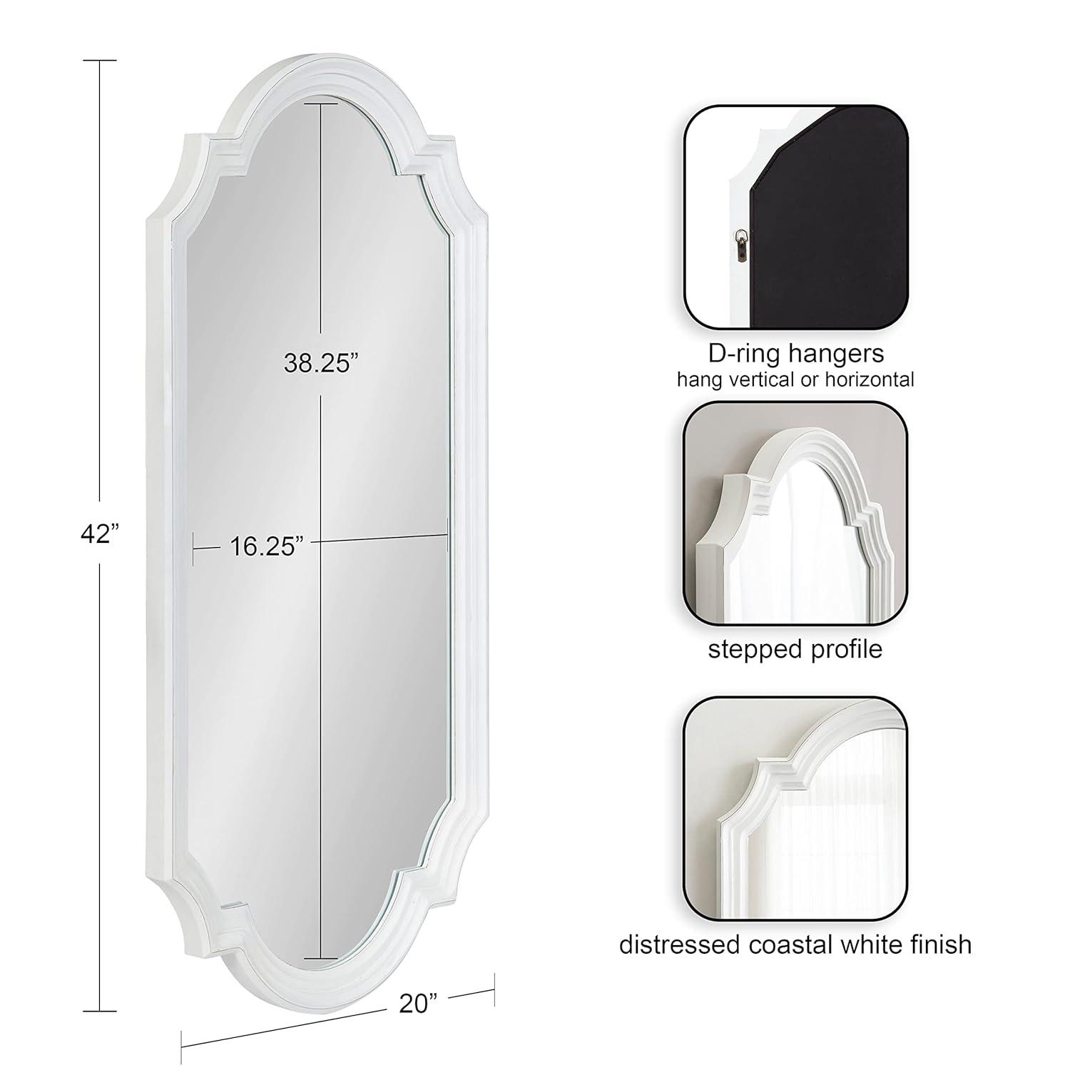 Kate and Laurel Fairbourne Scalloped MDF Full Length Mirror, 20x42, White