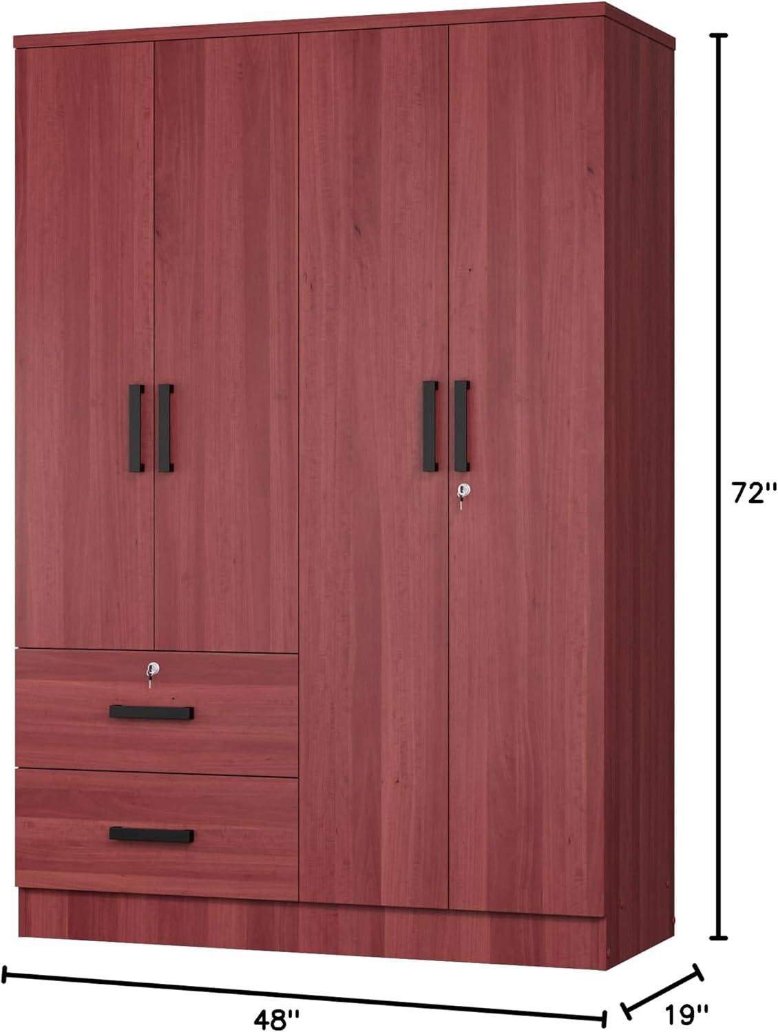 Better Home Products Luna Modern Wood 4 Doors 2 Drawers Armoire in White