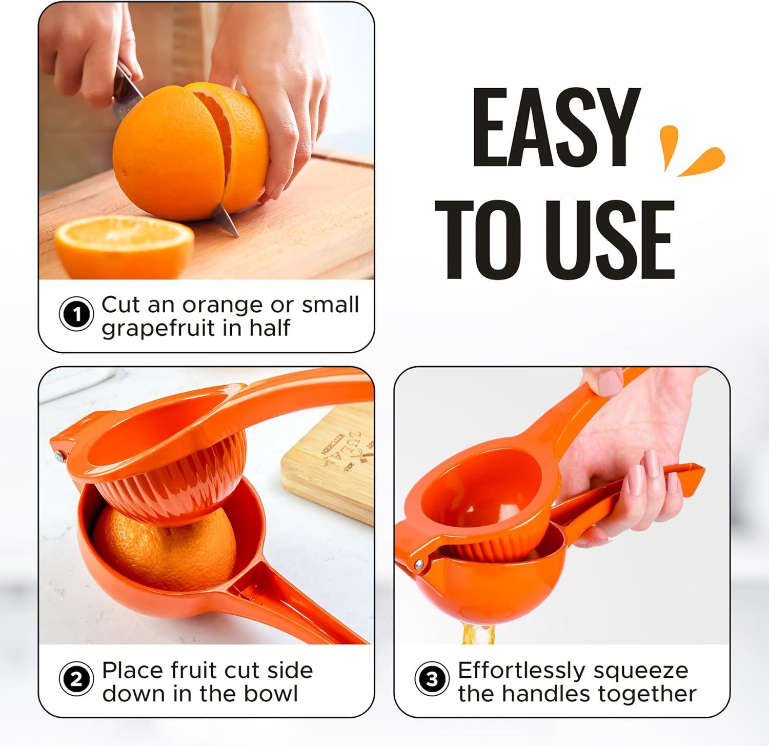 Zulay Kitchen Metal Orange Squeezer, Citrus Juicer, Manual Press for Extracting the Most Juice Possible - Orange Juicer