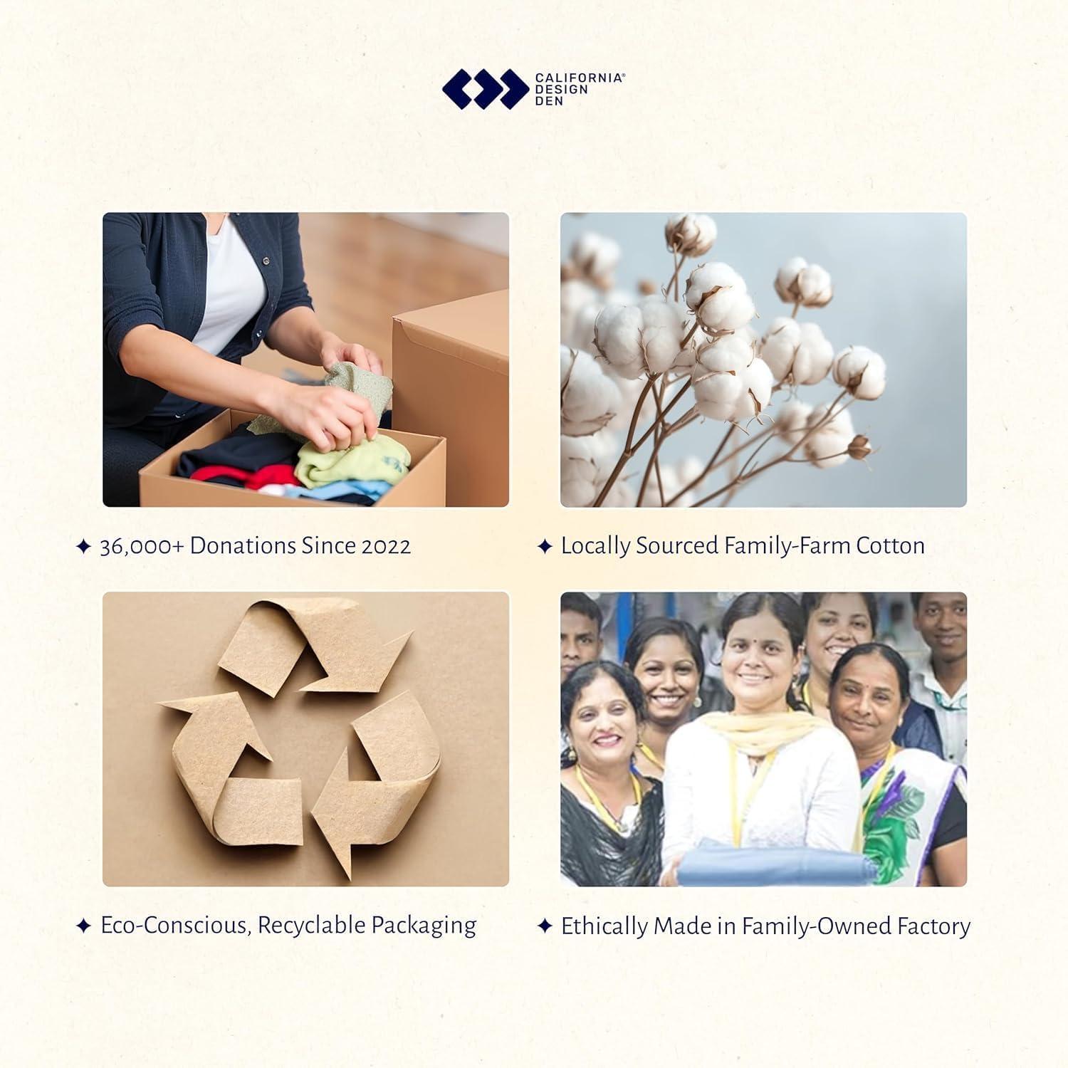 Queen Sheets Set, 100% Organic Cotton Percale, Blue Hydrangea Bed Sheets by California Design Den